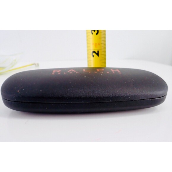 Ralph Lauren Hard Shell Designer Eye Glass Case Black Clam Shell Cloth Lining - Picture 5 of 7